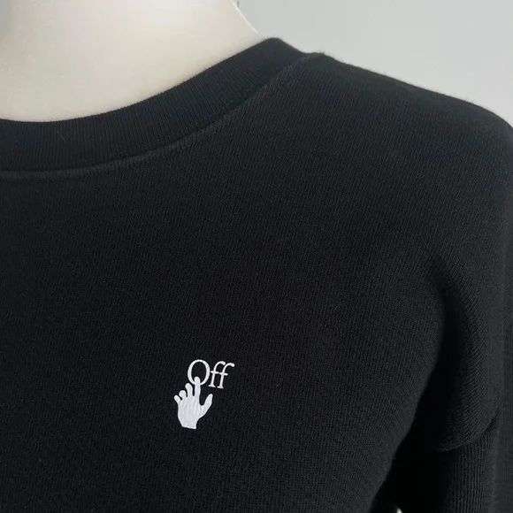 Off White Flock Arrow Black Crew Neck Sweater Sweatshirt S - Picture 5 of 12